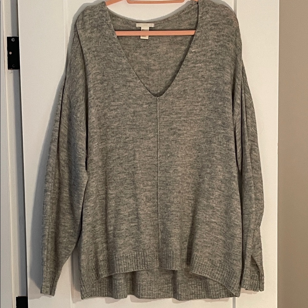 H&M Heather Gray V-Neck Sweater